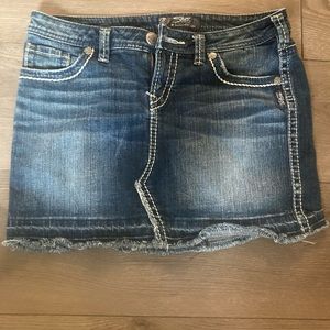 Silver jean skirt